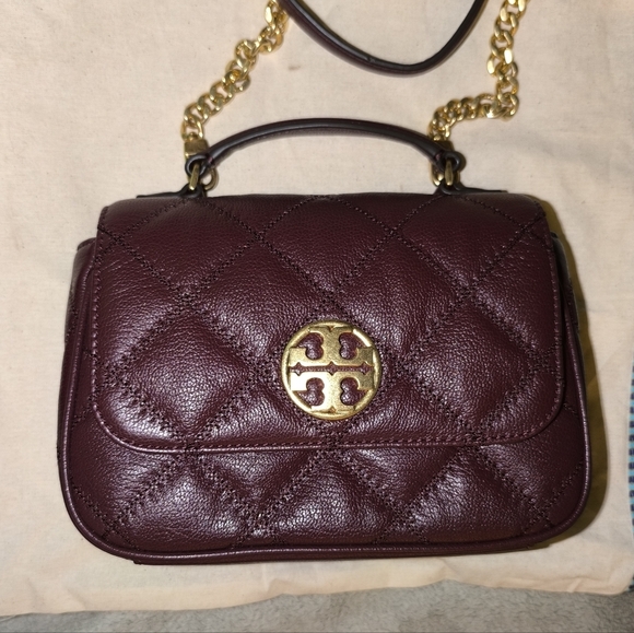 Tory Burch Willa Mini Top Handle Bag Burgundy - Picture 4 of 12